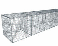 Kit gabion 22 m de longueur,  100cm (H) x 100cm (L), pour clôture, assemblage spirales, mailles 5 x 10 cm, grilles non visibles mailles 10 x 10 cm