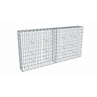 Kit gabion 2m de longueur,  100cm (H) x 20cm (L), pour clôture, assemblage agrafes, mailles 5 x 10 cm, grilles non visibles mailles 10 x 10 cm