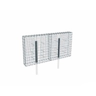 Kit gabion 2m de longueur, 100cm (H) x 20cm (L), pour clôture, assemblage agrafes, mailles 5 x 10 cm, avec poteaux raidisseurs à sceller