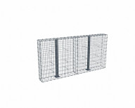 Kit gabion 2m de longueur,  100cm (H) x 20cm (L), pour clôture, assemblage agrafes, mailles 5 x 10 cm, avec poteaux raidisseurs à visser