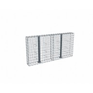 Kit gabion 2m de longueur, 100cm (H) x 20cm (L), pour clôture, assemblage agrafes, mailles 5 x 10 cm, avec poteaux raidisseurs à visser