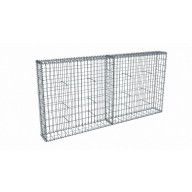 Kit gabion 2m de longueur,  100cm (H) x 20cm (L), pour clôture, assemblage spirales, mailles 5 x 10 cm, grilles non visibles mailles 10 x 10 cm