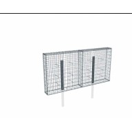 Kit gabion 2m de longueur, 100cm (H) x 20cm (L), pour clôture, assemblage spirales, mailles 5 x 10 cm, avec poteaux raidisseurs à sceller