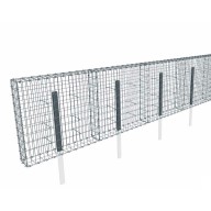 Kit gabion 12 m de longueur, 100cm (H) x 20cm (L), pour clôture, assemblage agrafes, mailles 5 x 10 cm, avec poteaux raidisseurs à sceller