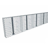 Kit gabion 16 m de longueur,  100cm (H) x 20cm (L), pour clôture, assemblage agrafes, mailles 5 x 10 cm, avec poteaux raidisseurs à visser