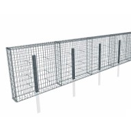 Kit gabion 22 m de longueur, 100cm (H) x 20cm (L), pour clôture, assemblage spirales, mailles 5 x 10 cm, avec poteaux raidisseurs à sceller