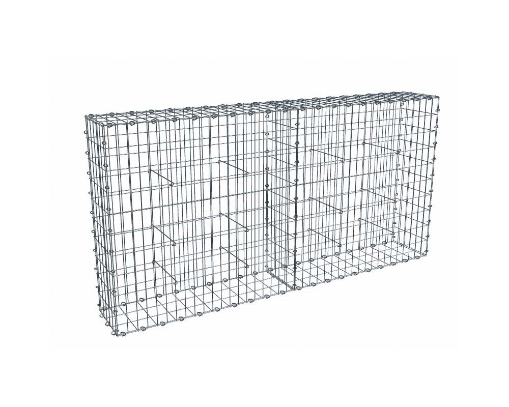 Kit gabion 2m de longueur, 100cm (H) x 30cm (L), pour clôture, assemblage agrafes, mailles 5 x 10 cm, grilles non visibles mailles 10 x 10 cm
