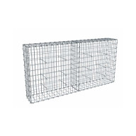 Kit gabion 2m de longueur,  100cm (H) x 30cm (L), pour clôture, assemblage agrafes, mailles 5 x 10 cm, grilles non visibles mailles 10 x 10 cm