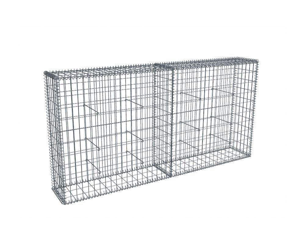 Kit gabion 2m de longueur, 100cm (H) x 30cm (L), pour clôture, assemblage spirales, mailles 5 x 10 cm, grilles non visibles mailles 10 x 10 cm