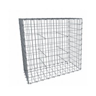 Gabion, longueur 100cm x 100cm(H) x 50(L), assemblage agrafes, mailles 5 x 10 cm, grilles non visibles mailles 10 x 10 cm Ø4mm