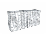 Kit gabion 2m de longueur,  100cm (H) x 50cm (L), pour clôture, assemblage agrafes, mailles 5 x 10 cm, grilles non visibles mailles 10 x 10 cm