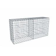 Kit gabion 2m de longueur,  100cm (H) x 50cm (L), pour clôture, assemblage agrafes, mailles 5 x 10 cm, grilles non visibles mailles 10 x 10 cm