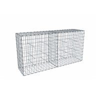 Kit gabion 2m de longueur, 100cm (H) x 50cm (L), pour clôture, assemblage agrafes, mailles 5 x 10 cm, grilles non visibles mailles 10 x 10 cm
