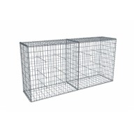 Kit gabion 2m de longueur, 100cm (H) x 50cm (L), pour clôture, assemblage spirales, mailles 5 x 10 cm, grilles non visibles mailles 10 x 10 cm