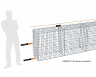 Kit gabion 18 m de longueur,  100cm (H) x 50cm (L), pour clôture, assemblage agrafes, mailles 5 x 10 cm, grilles non visibles mailles 10 x 10 cm