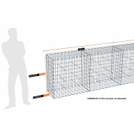Kit gabion 16 m de longueur,  100cm (H) x 50cm (L), pour clôture, assemblage agrafes, mailles 5 x 10 cm, grilles non visibles mailles 10 x 10 cm