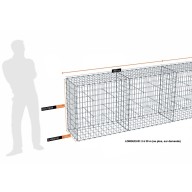 Kit gabion 18 m de longueur,  100cm (H) x 50cm (L), pour clôture, assemblage agrafes, mailles 5 x 10 cm, grilles non visibles mailles 10 x 10 cm