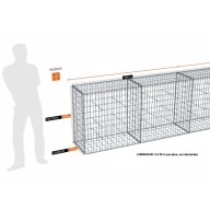 Kit gabion 8 m de longueur, 100cm (H) x 50cm (L), pour clôture, assemblage spirales, mailles 5 x 10 cm, grilles non visibles mailles 10 x 10 cm
