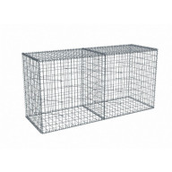 Kit gabion 2m de longueur,  100cm (H) x 70cm (L), pour clôture, assemblage spirales, mailles 5 x 10 cm, grilles non visibles mailles 10 x 10 cm