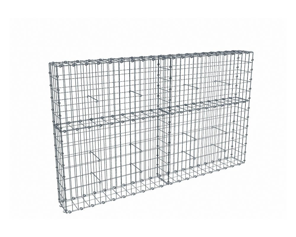 Kit gabion 2m de longueur, 120cm (H) x 20cm (L), pour clôture, assemblage agrafes, mailles 5 x 10 cm, grilles non visibles mailles 10 x 10 cm