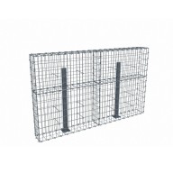Kit gabion 2m de longueur, 120cm (H) x 20cm (L), pour clôture, assemblage agrafes, mailles 5 x 10 cm, avec poteaux raidisseurs à visser