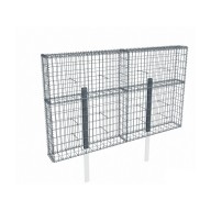 Kit gabion 2m de longueur, 120cm (H) x 20cm (L), pour clôture, assemblage spirales, mailles 5 x 10 cm, avec poteaux raidisseurs à sceller