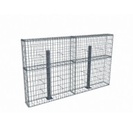 Kit gabion 2m de longueur, 120cm (H) x 20cm (L), pour clôture, assemblage spirales, mailles 5 x 10 cm, avec poteaux raidisseurs à visser