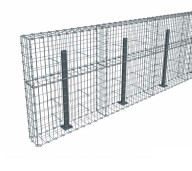 Kit gabion 18 m de longueur,  120cm (H) x 20cm (L), pour clôture, assemblage agrafes, mailles 5 x 10 cm, avec poteaux raidisseurs à visser