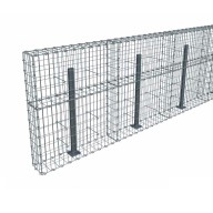 Kit gabion 18 m de longueur, 120cm (H) x 20cm (L), pour clôture, assemblage agrafes, mailles 5 x 10 cm, avec poteaux raidisseurs à visser