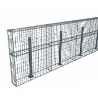 Kit gabion 30 m de longueur, 120cm (H) x 20cm (L), pour clôture, assemblage spirales, mailles 5 x 10 cm, avec poteaux raidisseurs à visser