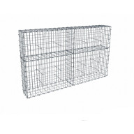 Kit gabion 2m de longueur,  120cm (H) x 30cm (L), pour clôture, assemblage agrafes, mailles 5 x 10 cm, grilles non visibles mailles 10 x 10 cm