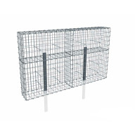 Kit gabion 2m de longueur,  120cm (H) x 30cm (L), pour clôture, assemblage agrafes, mailles 5 x 10 cm, avec poteaux raidisseurs à sceller