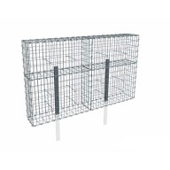 Kit gabion 2m de longueur, 120cm (H) x 30cm (L), pour clôture, assemblage agrafes, mailles 5 x 10 cm, avec poteaux raidisseurs à sceller