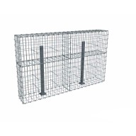 Kit gabion 2m de longueur, 120cm (H) x 30cm (L), pour clôture, assemblage agrafes, mailles 5 x 10 cm, avec poteaux raidisseurs à visser
