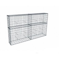 Kit gabion 2m de longueur, 120cm (H) x 30cm (L), pour clôture, assemblage spirales, mailles 5 x 10 cm, grilles non visibles mailles 10 x 10 cm