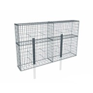Kit gabion 2m de longueur, 120cm (H) x 30cm (L), pour clôture, assemblage spirales, mailles 5 x 10 cm, avec poteaux raidisseurs à sceller