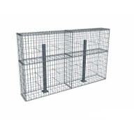 Kit gabion 2m de longueur, 120cm (H) x 30cm (L), pour clôture, assemblage spirales, mailles 5 x 10 cm, avec poteaux raidisseurs à visser