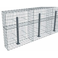 Kit gabion 30 m de longueur, 120cm (H) x 30cm (L), pour clôture, assemblage agrafes, mailles 5 x 10 cm, avec poteaux raidisseurs à visser