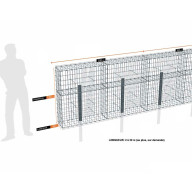 Kit gabion 30 m de longueur,  120cm (H) x 30cm (L), pour clôture, assemblage agrafes, mailles 5 x 10 cm, avec poteaux raidisseurs à sceller