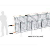 Kit gabion 28 m de longueur, 120cm (H) x 30cm (L), pour clôture, assemblage agrafes, mailles 5 x 10 cm, avec poteaux raidisseurs à sceller