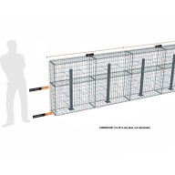 Kit gabion 30 m de longueur, 120cm (H) x 30cm (L), pour clôture, assemblage spirales, mailles 5 x 10 cm, avec poteaux raidisseurs à visser