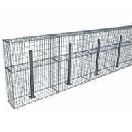 Kit gabion 4 m de longueur, 120cm (H) x 30cm (L), pour clôture, assemblage spirales, mailles 5 x 10 cm, avec poteaux raidisseurs à visser