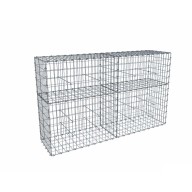 Kit gabion 2m de longueur, 120cm (H) x 50cm (L), pour clôture, assemblage agrafes, mailles 5 x 10 cm, grilles non visibles mailles 10 x 10 cm