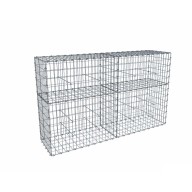 Kit gabion 2m de longueur,  120cm (H) x 50cm (L), pour clôture, assemblage agrafes, mailles 5 x 10 cm, grilles non visibles mailles 10 x 10 cm