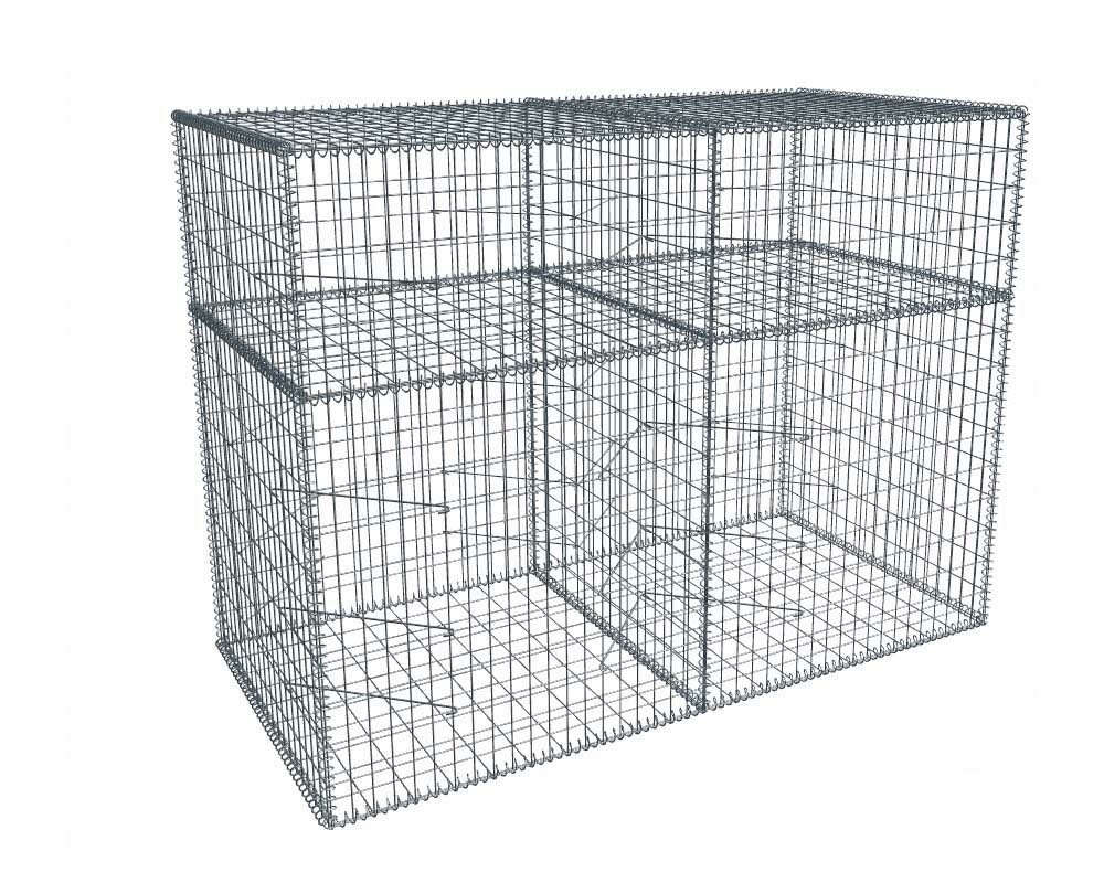 Kit gabion 2m de longueur, 150cm (H) x 100cm (L), pour clôture, assemblage spirales, mailles 5 x 10 cm, grilles non visibles mailles 10 x 10 cm