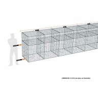 Kit gabion 30 m de longueur, 150cm (H) x 100cm (L), pour clôture, assemblage spirales, mailles 5 x 10 cm, grilles non visibles mailles 10 x 10 cm