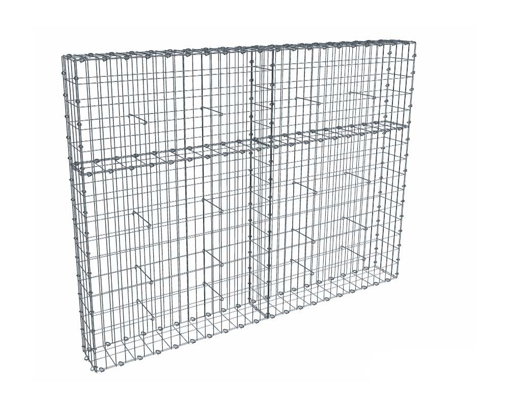 Kit gabion 2m de longueur, 150cm (H) x 20cm (L), pour clôture, assemblage agrafes, mailles 5 x 10 cm, grilles non visibles mailles 10 x 10 cm