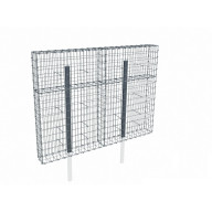 Kit gabion 2m de longueur,  150cm (H) x 20cm (L), pour clôture, assemblage agrafes, mailles 5 x 10 cm, avec poteaux raidisseurs à sceller