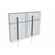Kit gabion 2m de longueur, 150cm (H) x 20cm (L), pour clôture, assemblage agrafes, mailles 5 x 10 cm, avec poteaux raidisseurs à sceller