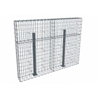 Kit gabion 2m de longueur,  150cm (H) x 20cm (L), pour clôture, assemblage agrafes, mailles 5 x 10 cm, avec poteaux raidisseurs à visser